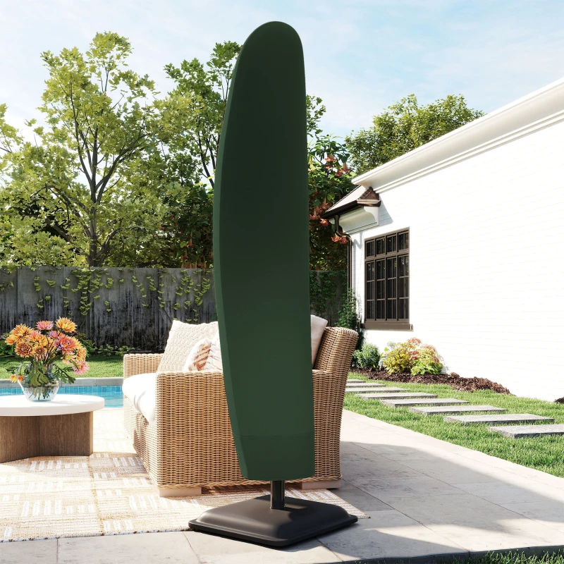 Outsunny Parasol Cover, 600D Oxford Cantilever Umbrella Cover Fit for 2-4m Parasol, Green