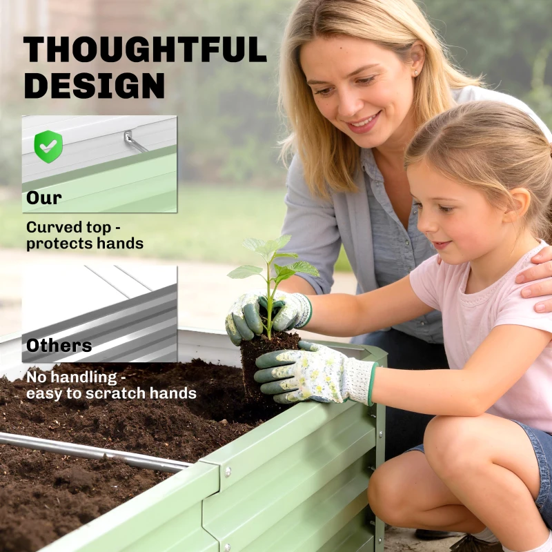 Outsunny Raised Beds for Garden, Galvanised Outdoor Planters, for Herbs and Vegetables, Use for Patio, Garden, Balcony