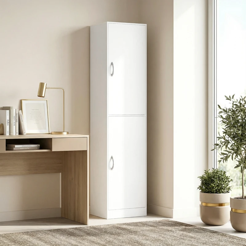 HOMCOM Estante de 180 cm de altura, estante moderna de 5 prateleiras com prateleiras ajustáveis, armário de armazenamento independente, Branco