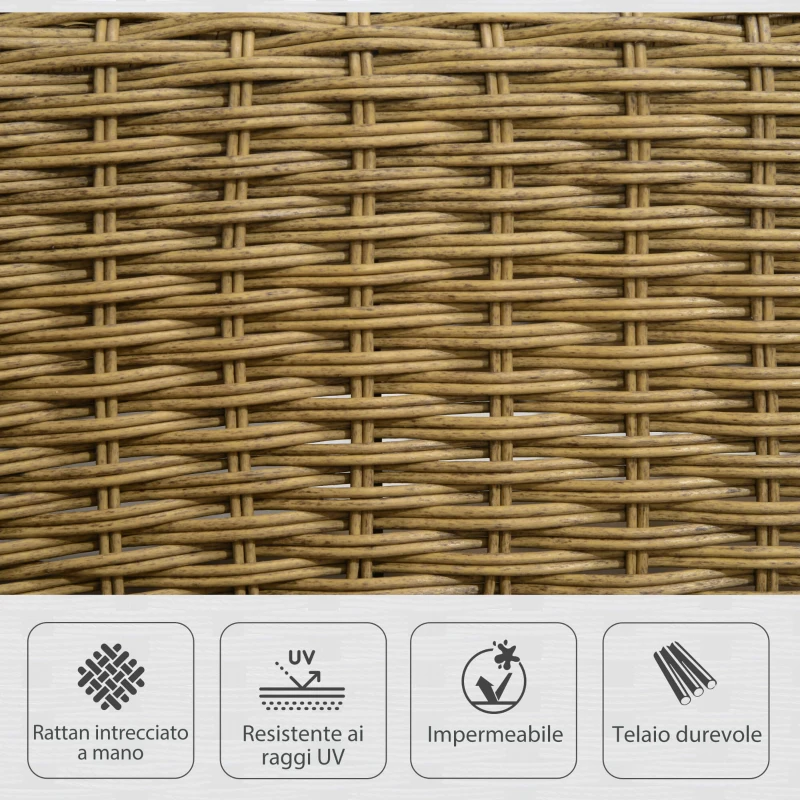 Outsunny Sedia a Dondolo in Stile Boho, Rattan PE, Sedia a Dondolo in Rattan, Coperture per Cuscini Lavabili, Naturale + Grigio Chiaro