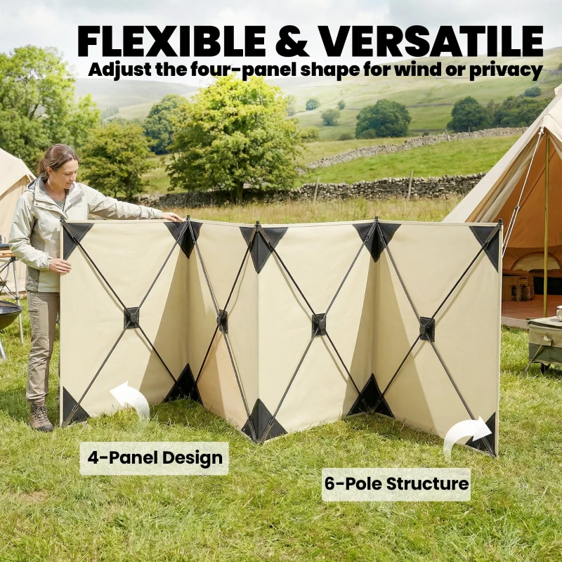 Outsunny Camping Windbreak Pop Up Windbreaker Blocker with Ropes Pegs for Beach Caravan Outdoor 480 x 120 cm