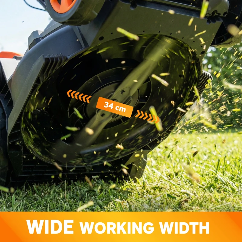 Outsunny 18V Cordless Lawnmower with 2 x 4Ah Batteries, Battery Lawn Mower with 34cm Cutting Width, Mulching Feature