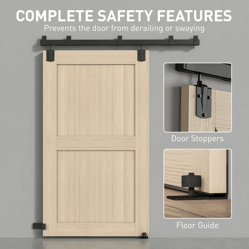 HOMCOM Schwerlast Schiebetür-Hardware-Set 183 cm Schwarz für Einzeltüren