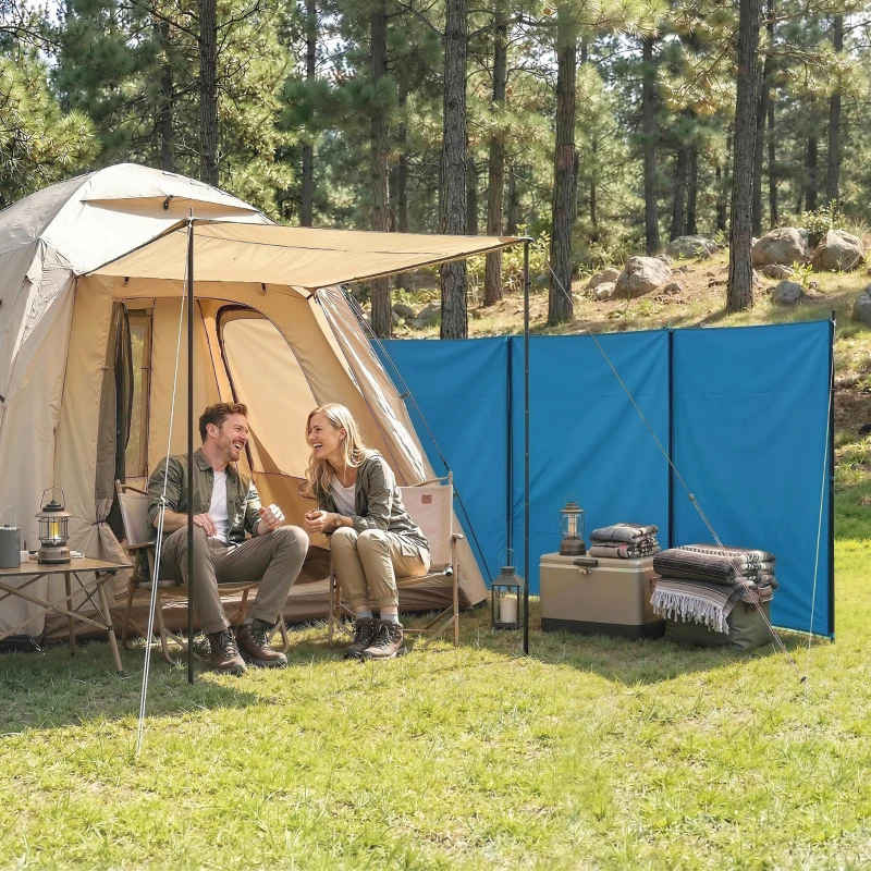 Outsunny Camping Windbreak, Foldable Portable Wind Blocker w/ Carry Bag and Steel Poles, 780cm x 150cm