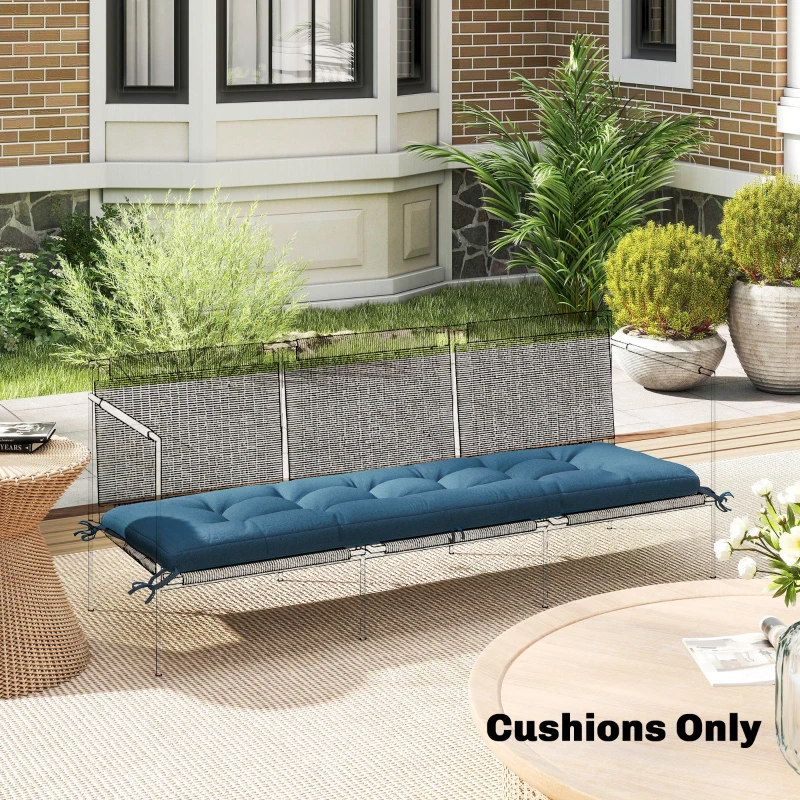 Outsunny Sun Lounger Cushion, Memory Foam Patio Chair Cushion with Ties, Outdoor Seat Pad Fits 190 x 60 cm Lounger, Blue