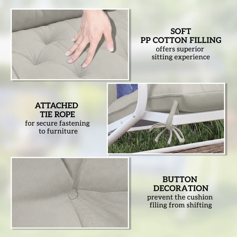 Outsunny Garden Bench Cushion, 2 Seater Swing Chair Cushion, Seat Pad with Ties for Indoor and Outdoor Use, 110 x 120 cm