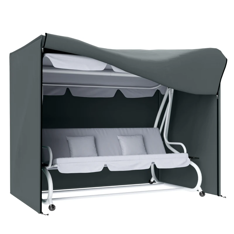 Outsunny Hollywoodschaukel Abdeckung 3 Sitzer Wasserdicht Schutzhülle für Gartenschaukel Oxford Gewebe 220 x 125 x 172 cm, Grau