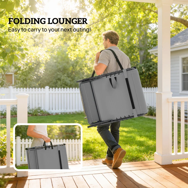 Outsunny Five-Position Reclining Sun Loungers Set of 2 - Grey