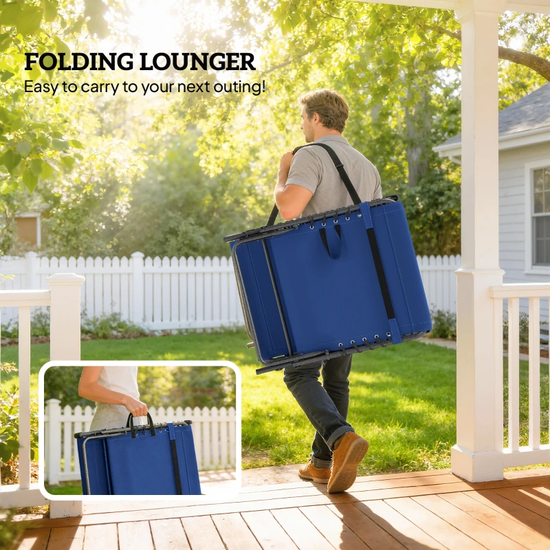 Outsunny Five-Position Reclining Sun Loungers Set of 2 - Dark Blue