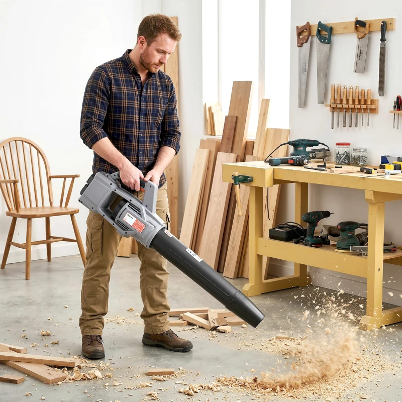 Outsunny Leaf Blower Cordless with 2 x 4000mAh Batteries & Charger, 36V Lightweight Garden Blower with 1000W Brushless Motor