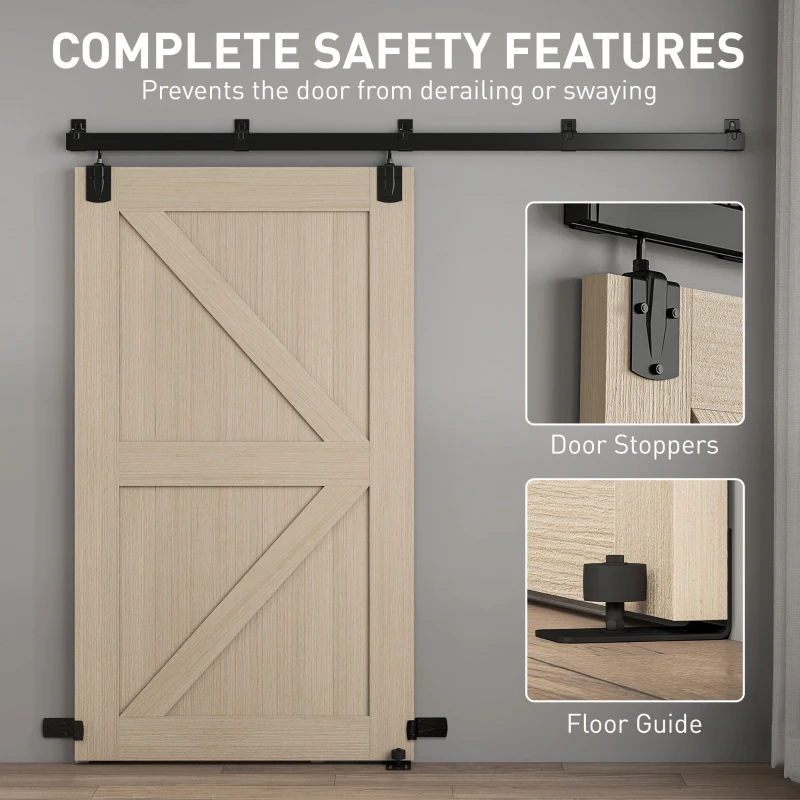 HOMCOM Schwerlast Schiebetür-Hardware-Set 244 cm Schwarz für Einzeltüren