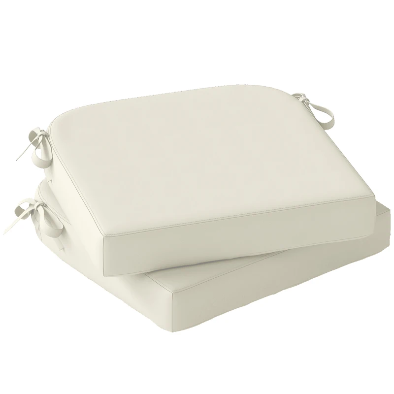 Outsunny Outdoor Chair Seat Cushions Set of 2, Garden Chair Cushions with 7cm Thick Foam & Ties, Cream White