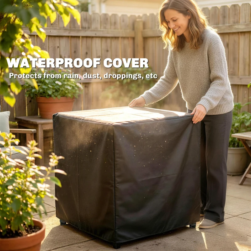 Outsunny 14.5 KW Rattan Gas Fire Pit Dining Table with Rain Cover, Wind Guard, Lid, Lava Rocks, Dark Grey