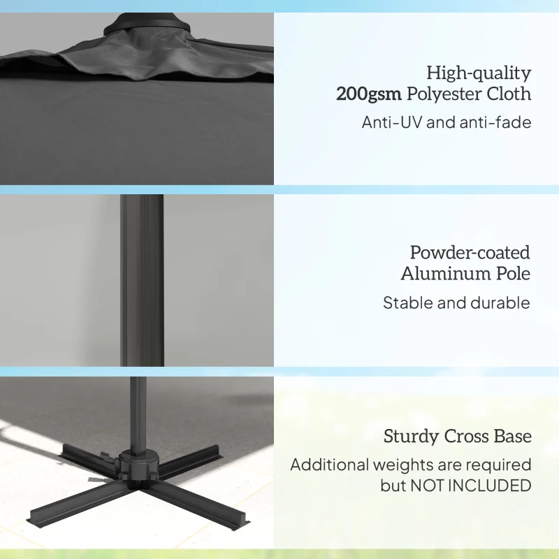 Outsunny Patio Offset Parasol Umbrella - Dark Grey
