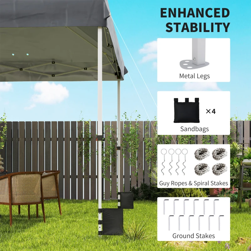 Outsunny 3 x 3 m Pop Up Gazebo with Wheels, UPF50+ One-Touch Outdoor Garden Party Tent Marquee Wedding Awning Canopy, Dark Grey
