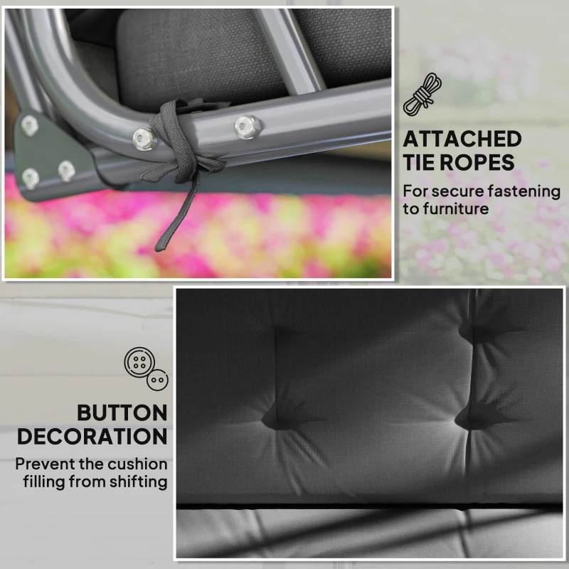 Outsunny Seat Cushion Seat Pad for Hollywood Swing 170 x 100 x 8cm Dark Gray