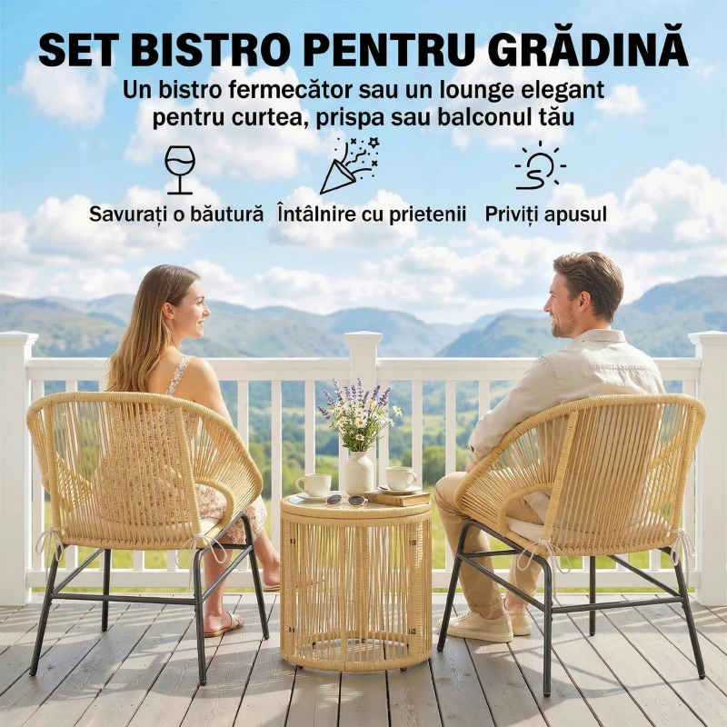 Outsunny bistro mobilier ratan polyrattan
