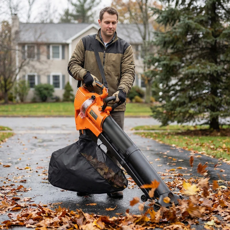 Outsunny 3000W 3-in-1 Elektrischer Laubbläser und Staubsauger mit 40L Auffangbeutel, 4 Rädern, verstellbarem Gurt, Orange