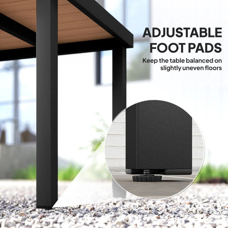 Outsunny 78 cm Garden Dining Table for 4 People, Square Outdoor Coffee End Side Table with Aluminium Legs, Natural Wood Finish