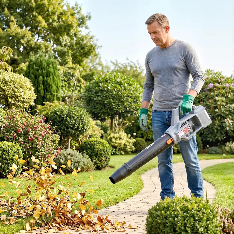 Outsunny Leaf Blower Cordless with 2 x 4000mAh Batteries & Charger, 36V Lightweight Garden Blower with 1000W Brushless Motor