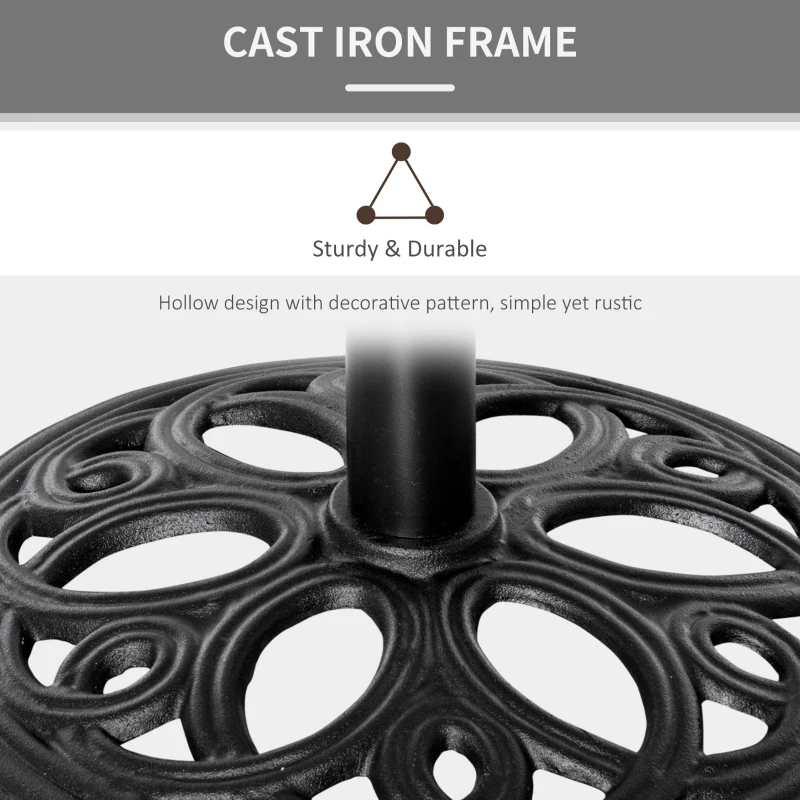 Outsunny 11.5 kg Cast Metal Round Patio Umbrella Base Stand, Umbrella Holder for Outdoor, Patio, Garden, Black