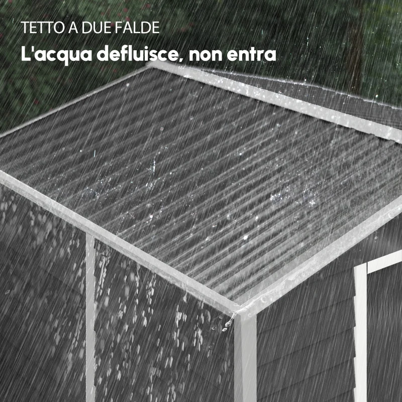 Outsunny Capanno per attrezzi in metallo, resistente alle intemperie e antiruggine, richiudibile,  2,40 x 2,06 x 1,98 m, Grigio scuro