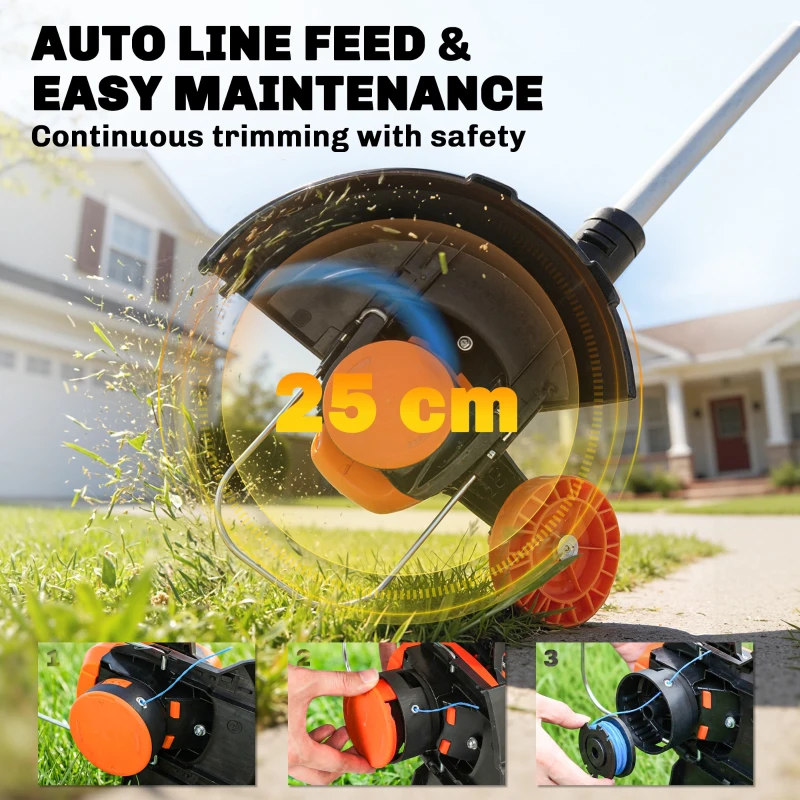 Outsunny Cordless Strimmer with 2 x 4.0Ah Lithium Batteries & Charger, 2-in-1 Lightweight Cordless Grass Trimmer and Lawn Edger