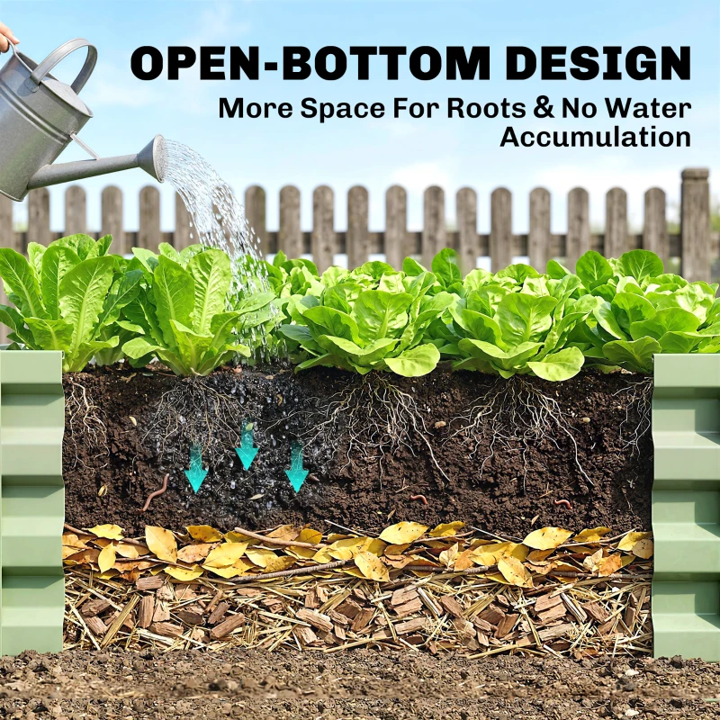 Outsunny Raised Beds for Garden, Galvanised Outdoor Planters, for Herbs and Vegetables, Use for Patio, Garden, Balcony