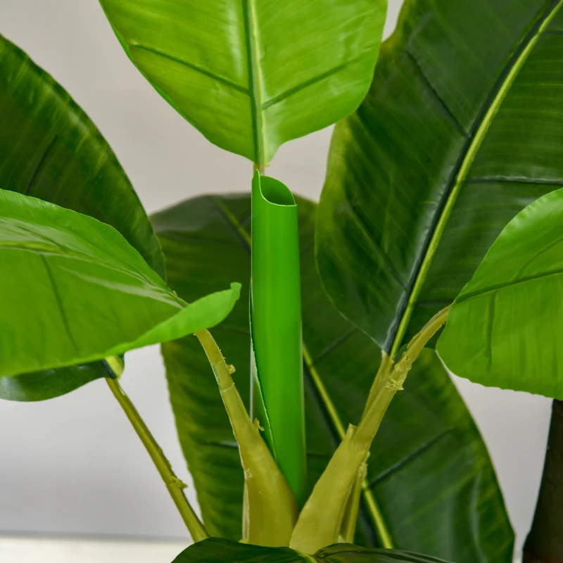 HOMCOM Conjunto de 2 Bananeiras Artificiais 150 cm Plantas Artificiais com Vaso e 18 Folhas Planta Artificial para Decoração Verde
