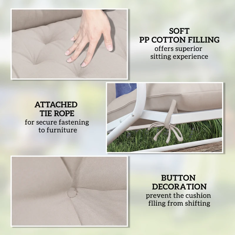 Outsunny Garden Bench Cushion, 2 Seater Swing Chair Cushion, Seat Pad with Ties for Indoor and Outdoor Use, 110 x 120 cm