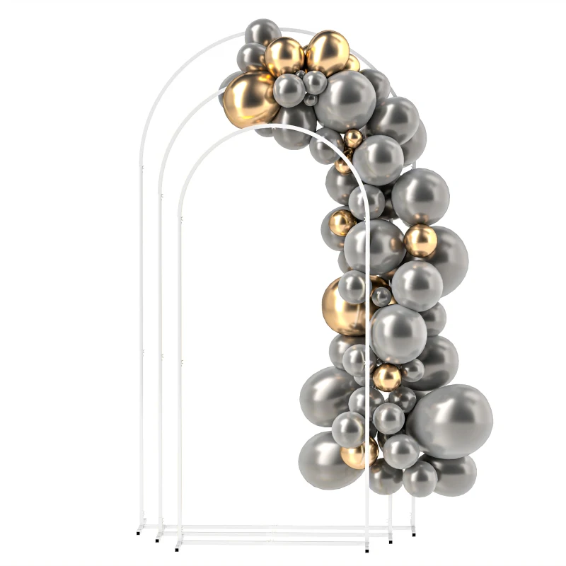 Outsunny Wedding Arch Frame Set, Metal Balloon Arch Stand Set, Balloon Arch Stand Set for Birthday Party, 2.2, 2, 1.8 m White