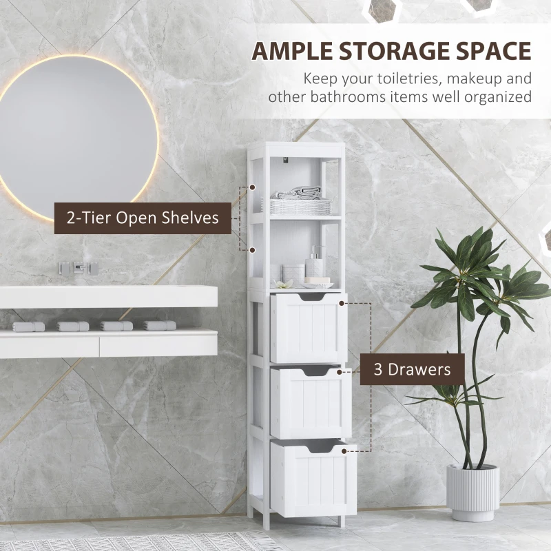 HOMCOM Szafka łazienkowa z 2 otwartymi półkami, nowoczesny design