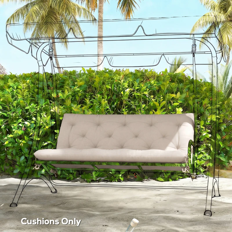 Outsunny Garden Bench Cushion, 2 Seater Swing Chair Cushion, Seat Pad with Ties for Indoor and Outdoor Use, 110 x 120 cm
