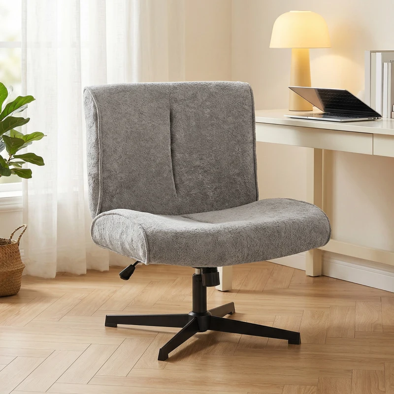 HOMCOM Obrotowy Fotel Akcentowy, Tapicerowany Fotel Lounge z Regulacją Wysokości do Salonu, Biura, Szary