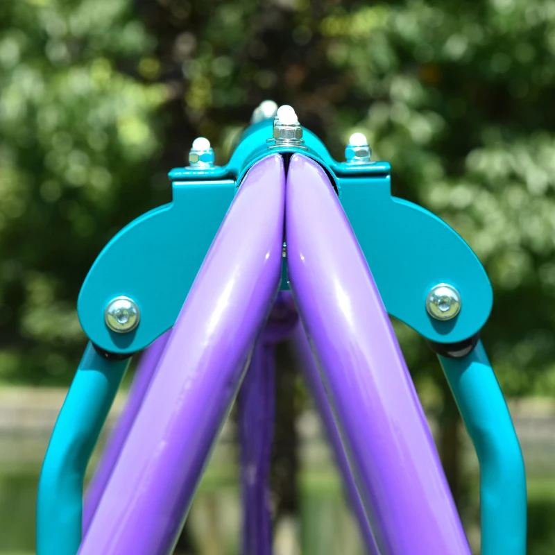Outsunny Conjunto de Baloiços de Jardim com Altura Ajustável Baloiços para Crianças com Baloiço Duplo  280x140x178 cm Azul e Roxo