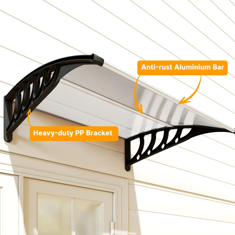 Outsunny Front Door Canopy, Outdoor Awning, Rain Shelter for Window, Porch and Front/Back Door, 103 x 96.5 cm, Clear