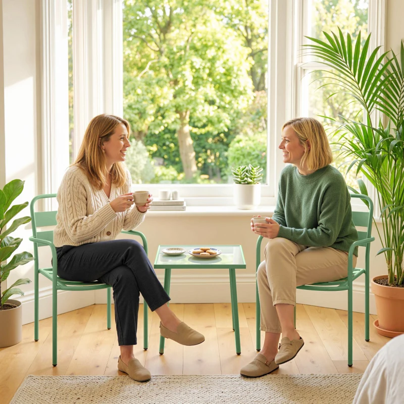 Outsunny 3‑teiliges Garten-Bistro-Set - Tisch mit gehärteter Glasplatte und 2 Lattenstühlen, verzinkter Stahlrahmen, Grün