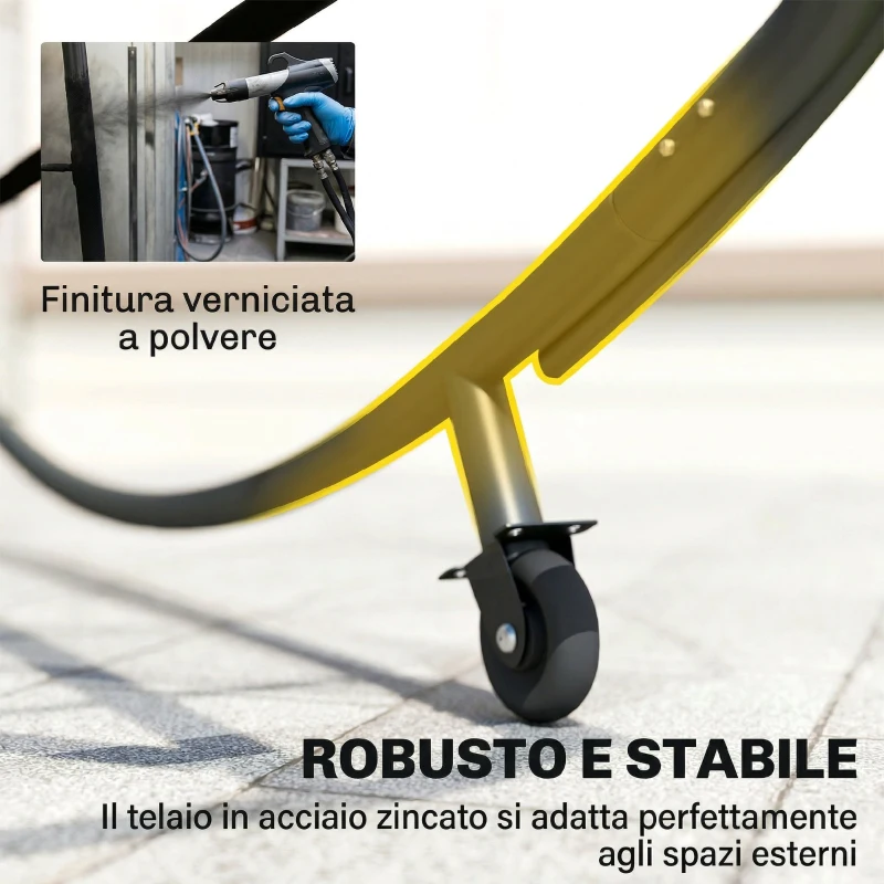 Outsunny Espreguiçadeira Dupla com Toldo Removível, Rodas, Almofadas e Bolsos Porta-objetos, Cinza