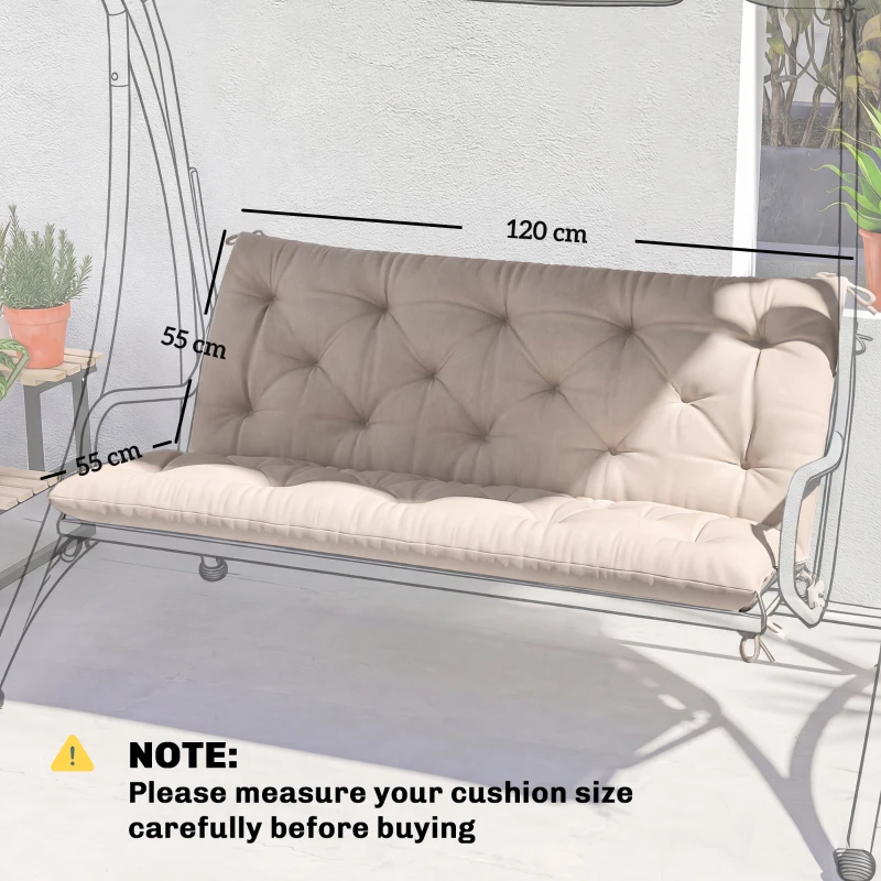 Outsunny Garden Bench Cushion, 2 Seater Swing Chair Cushion, Seat Pad with Ties for Indoor and Outdoor Use, 110 x 120 cm