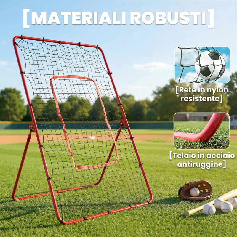 SPORTNOW rete da rimbalzo portatile per baseball con 4 angolazioni regolabili.