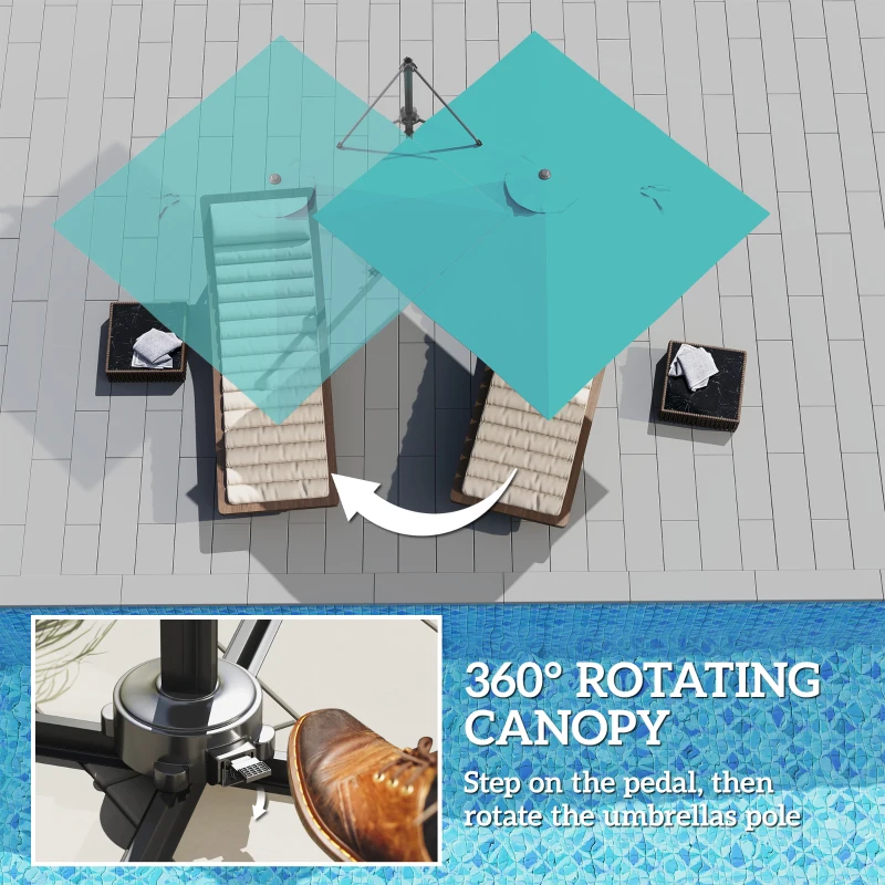 Outsunny Patio Offset Parasol Umbrella - Blue