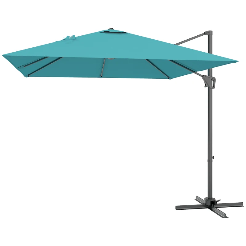 Outsunny Patio Offset Parasol Umbrella - Blue