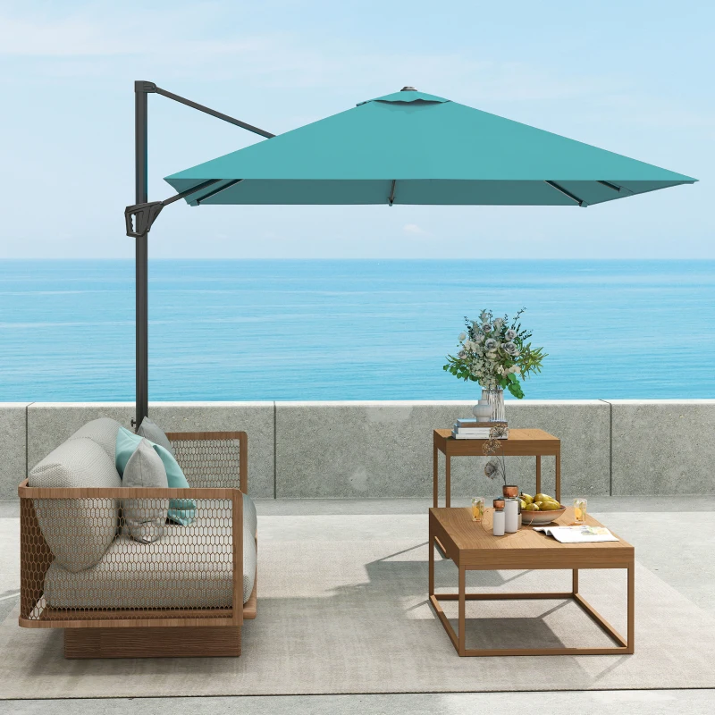 Outsunny Patio Offset Parasol Umbrella - Blue