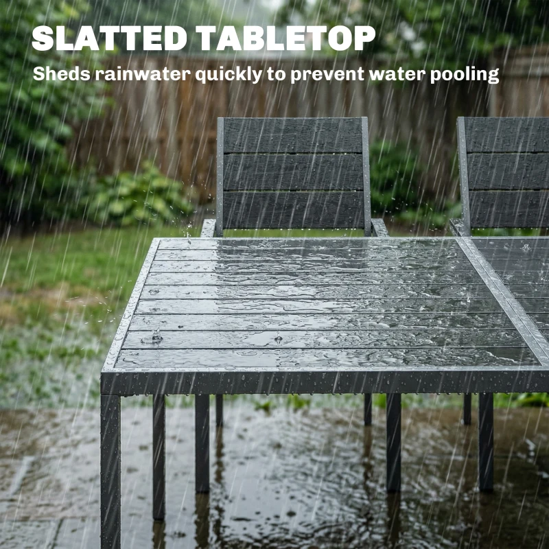 Outsunny 7 Pieces Outdoor Dining Set, Patio Table and Chairs for 6, Garden Dining Furniture Set with Slatted Tabletop