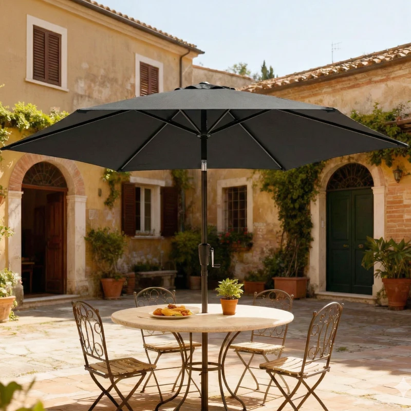 Outsunny 2m Garden Parasol Umbrella, Outdoor Table Parasol Umbrella with Crank Handle, Tilt Function, UV30+ Protection