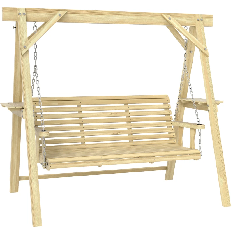 Outsunny Three-Seater Wooden Swing Bench