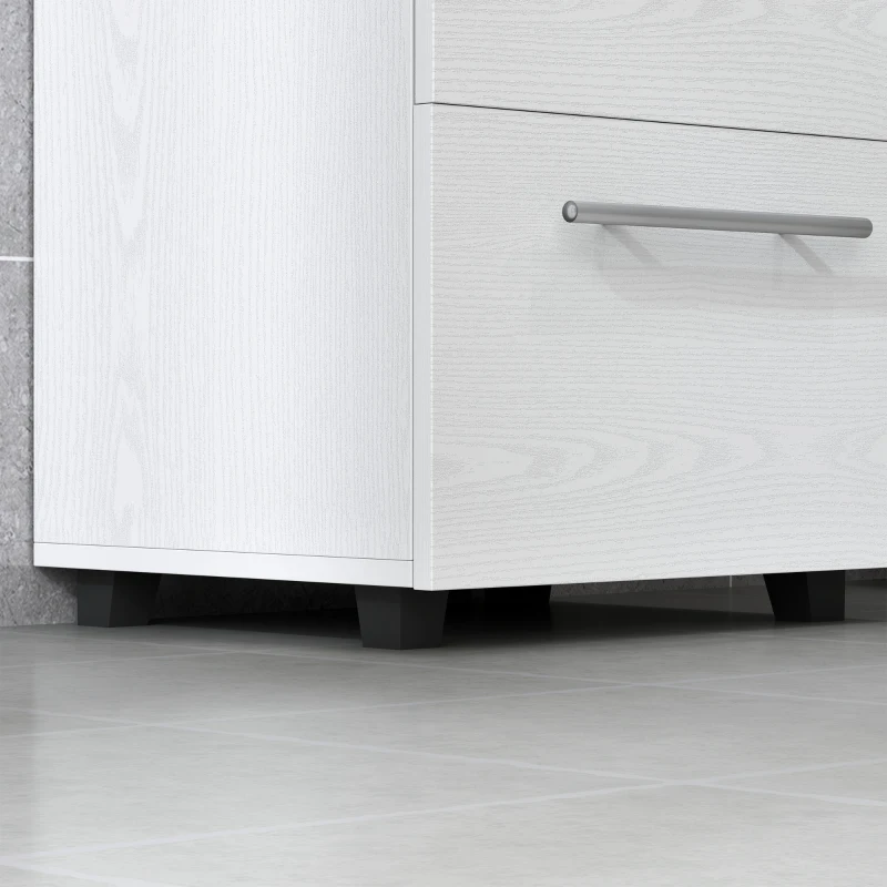 HOMCOM Dulap Sottolavabo pentru Baie cu Sertar și Dulap, Dulap Compact cu Decupaj în U, Mobilier Baie Modern și Economisire Spațiu, Potrivit pentru Lavoare fără Coloană, 41,5x35,5x59 cm, Alb