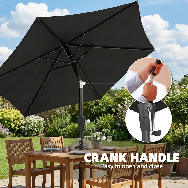 Outsunny 2m Garden Parasol Umbrella, Outdoor Table Parasol Umbrella with Crank Handle, Tilt Function, UV30+ Protection