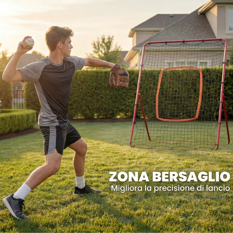 SPORTNOW rete da rimbalzo portatile per baseball con 4 angolazioni regolabili.