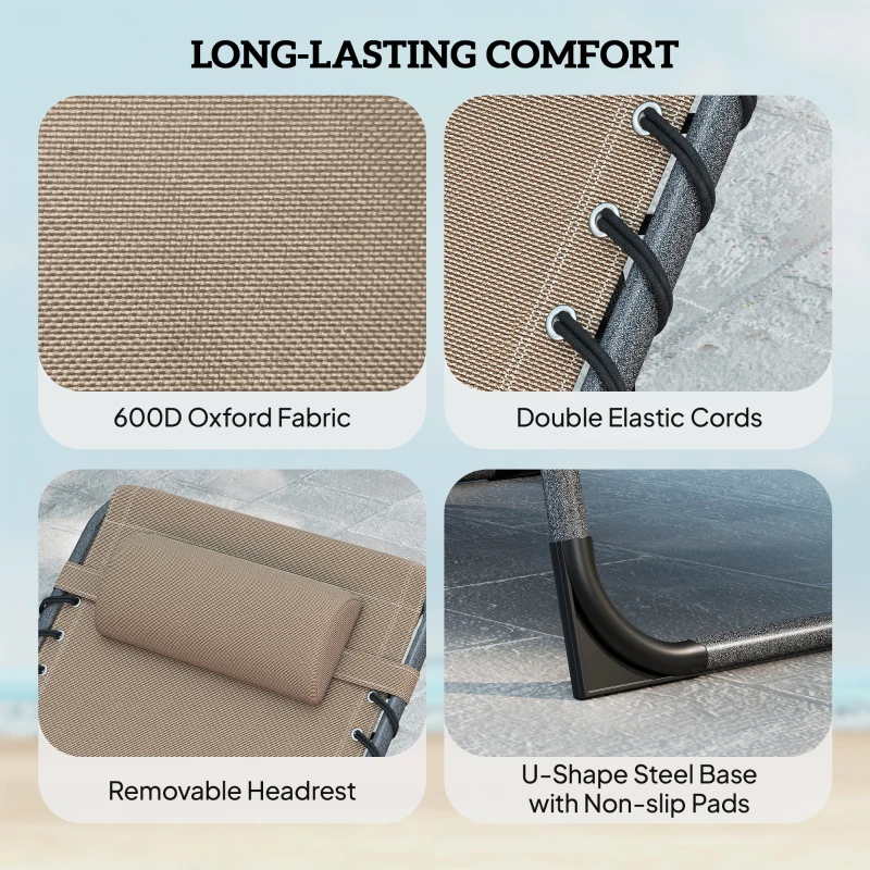 Outsunny Five-Position Reclining Sun Loungers Set of 2 - Beige